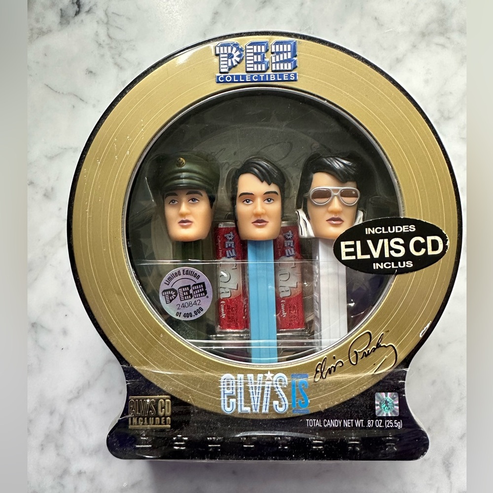 Elvis Presley Limited Edition Vintage PEZ Dispensers with CD - Brand New SEALED